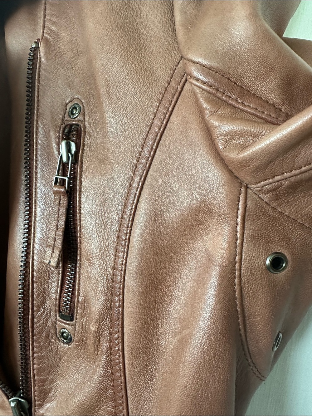 Scully Light Brown Long Leather Jacket Feminine Size S - Picture 9 of 9